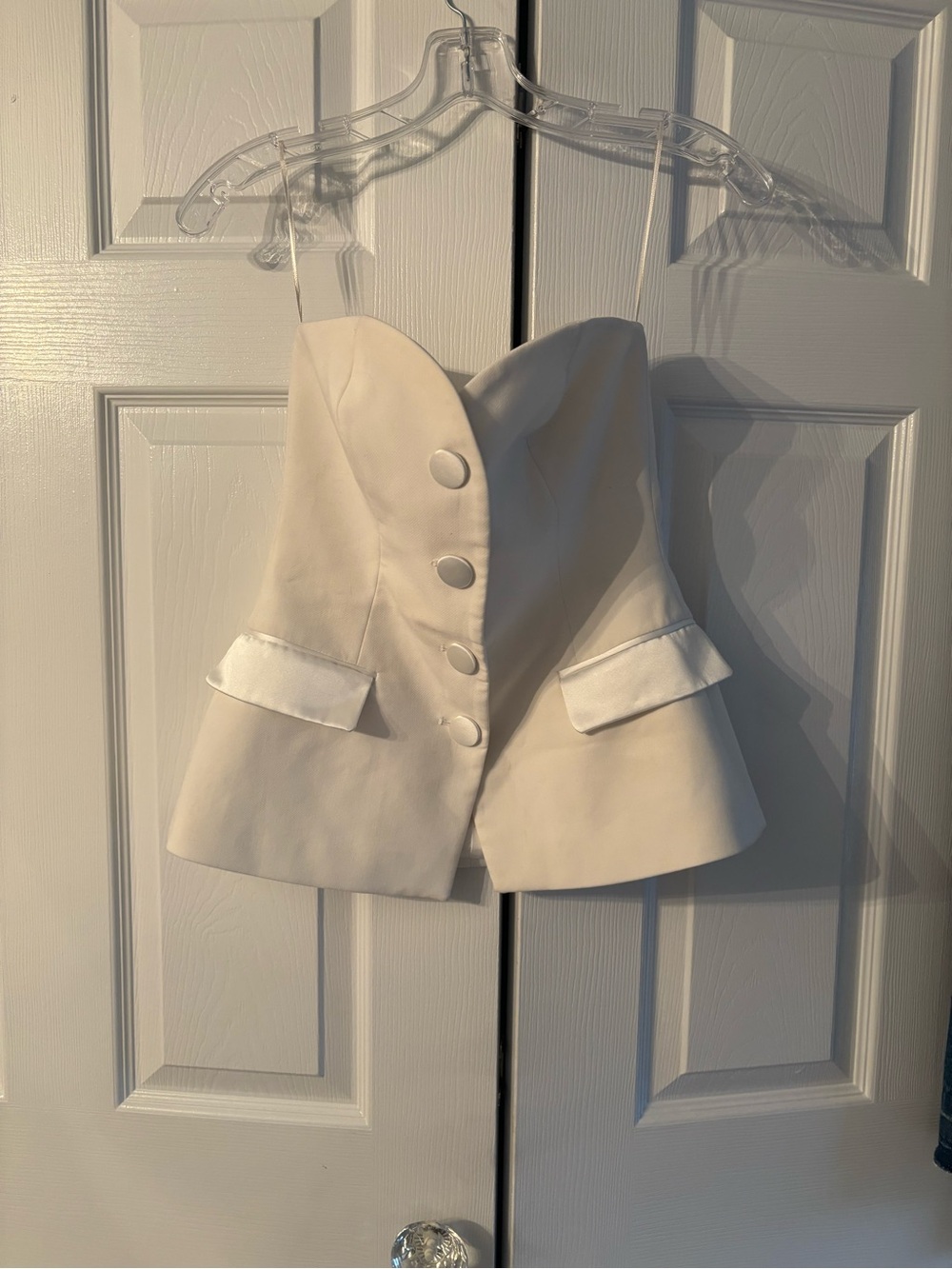 Zara Cream Strapless Peplum Blazer